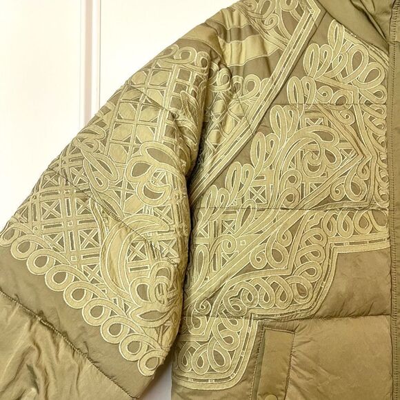 Free People Headed For The Hills Embroidered Puffer Jacket Military Green, S NWT - Picture 7 of 14